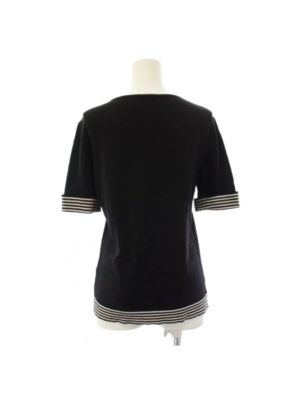 Chanel CC Logo Knit Top Short Sleeve 38 Black Sweater